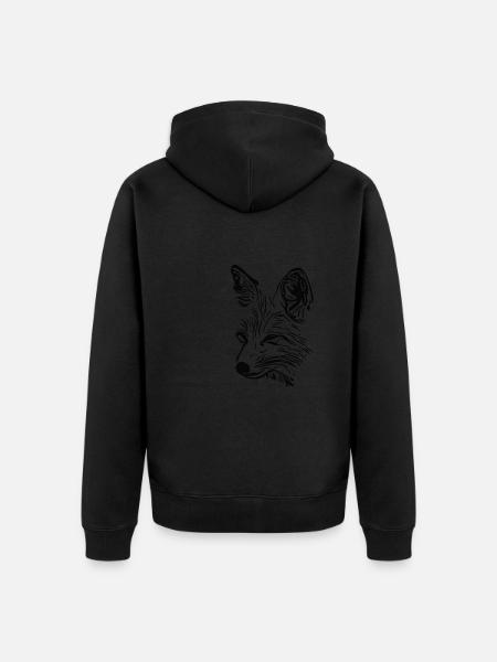Fox Portrait Drawing - Unisex Premium Organic Zip Hoodie - black