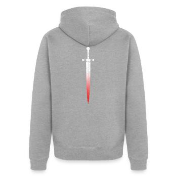 Keltisches Schwert - Unisex Premium Bio Zip Hoodie - Grau meliert - Hinten - Nico (187cm)