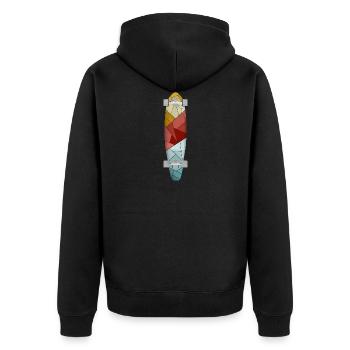 Longboard Board Cruiser Style - Unisex Premium Organic Zip Hoodie - black - Back - Nico (187cm)