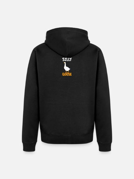 Silly Goose med en hat - Premium økologisk unisex-hættejakke - sort