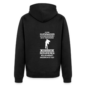 Fliesenleger Beruf Plattenleger Geschenk - Unisex Premium Bio Zip Hoodie - Schwarz - Hinten - Nico (187cm)
