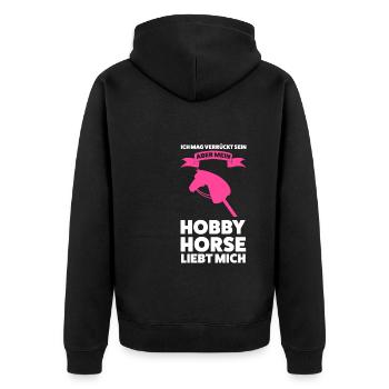 Hobby Horsing Pferd Hobby Horse Geschenk - Unisex Premium Bio Zip Hoodie - Schwarz - Hinten - Nico (187cm)