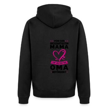 Oma Familie grossmuter Geschenk - Unisex Premium Bio Zip Hoodie - Schwarz - Hinten - Nico (187cm)