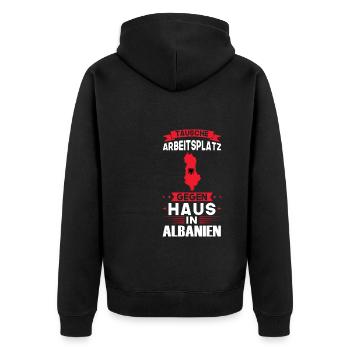 Albanien Flagge albanisch Geschenk - Unisex Premium Bio Zip Hoodie - Schwarz - Hinten - Nico (187cm)
