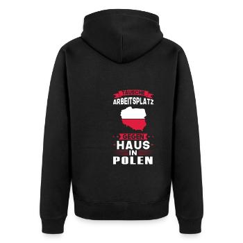 Polen Flagge Poland Geschenk - Unisex Premium Bio Zip Hoodie - Schwarz - Hinten - Nico (187cm)