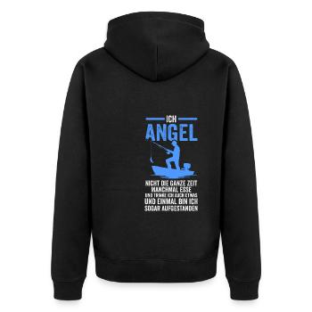Angeln Fische Fischen Geschenk - Unisex Premium Bio Zip Hoodie - Schwarz - Hinten - Nico (187cm)