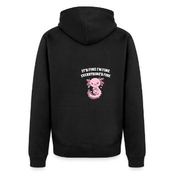 It's fine, it's good, everything fine funny - Unisex Premium Organic Zip Hoodie - black - Back - Nico (187cm)