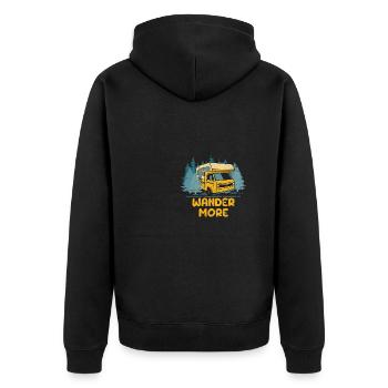 Wander More Vacation Tourist Trip Traveler Travel - Unisex Premium Organic Zip Hoodie - black - Back - Nico (187cm)