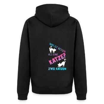 Was Ist Besser Als Eine Katze Zwei Katzen Kater Ka - Unisex Premium Bio Zip Hoodie - Schwarz - Hinten - Nico (187cm)