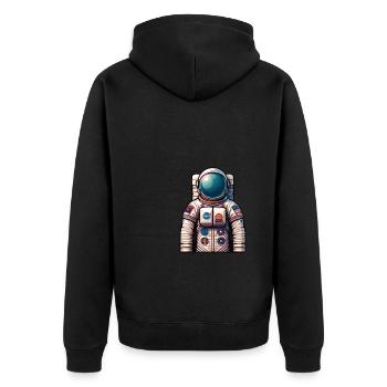 Astronaut - Unisex Premium Bio Zip Hoodie - Schwarz - Hinten - Nico (187cm)