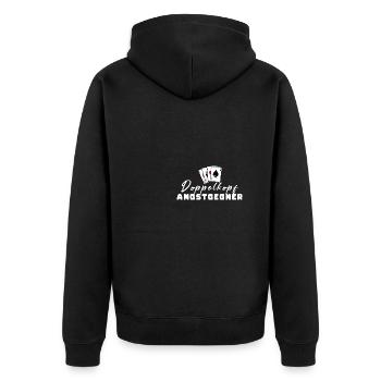 Doppelkopf Angstgegner - Unisex Premium Bio Zip Hoodie - Schwarz - Hinten - Nico (187cm)