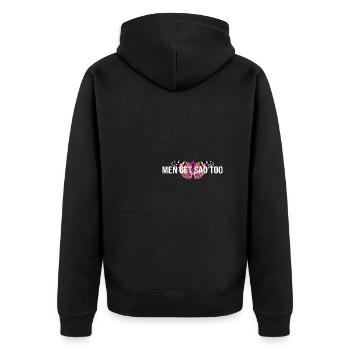 Men get sad too - Unisex Premium Bio Zip Hoodie - Schwarz - Hinten - Nico (187cm)