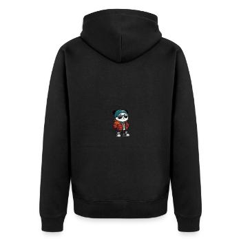 Panda Winter Comic - Unisex Premium Bio Zip Hoodie - Schwarz - Hinten - Nico (187cm)