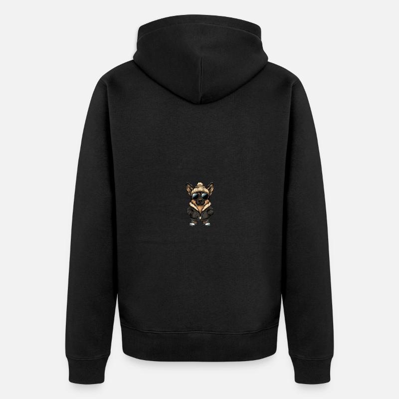 German Shepherd Winter Comic - Unisex Premium Organic Zip Hoodie - black