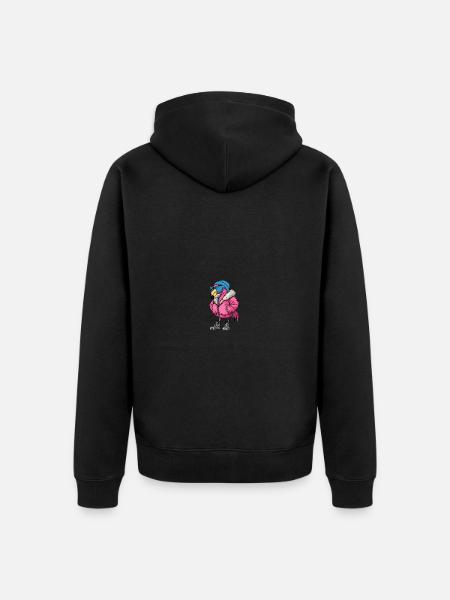 Flamingo Winter Comic - Unisex Premium Bio Zip Hoodie - Schwarz