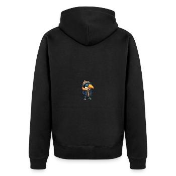 Toucan oiseau hiver bande dessinée - Veste à capuche bio Premium Unisexe - noir - Dos - Nico (187cm)