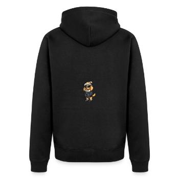 Golden Retriever Hund Winter Comic Lustig - Unisex Premium Bio Zip Hoodie - Schwarz - Hinten - Nico (187cm)