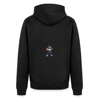 Beagle Hund Winter Comic - Unisex Premium Bio Zip Hoodie - Schwarz - Hinten - Nico (187cm)