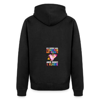 Princess First Grade School Enrollment Schoolchild - Unisex Premium Organic Zip Hoodie - black - Back - Nico (187cm)