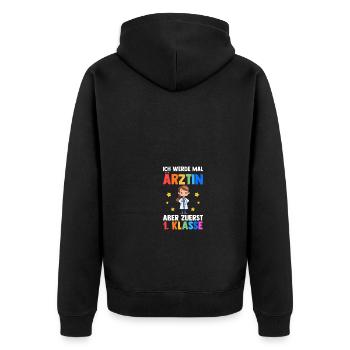 Ärztin Erste Klasse Einschulung Schulkind - Unisex Premium Bio Zip Hoodie - Schwarz - Hinten - Nico (187cm)