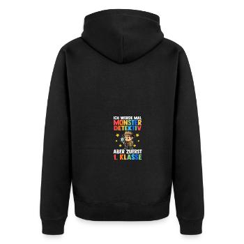 Garderie Sortants Première Primaire Inscription Écolier - Veste à capuche bio Premium Unisexe - noir - Dos - Nico (187cm)