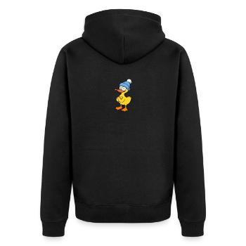 Chapeau de canard canard en caoutchouc jaune - Veste à capuche bio Premium Unisexe - noir - Dos - Nico (187cm)