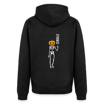 Halloween Singles Party Pumpkin Skeleton Wants Love - Unisex Premium Organic Zip Hoodie - black - Back - Nico (187cm)