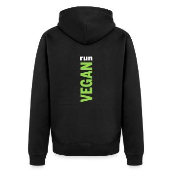 Go Vegan [green] - Unisex Premium Bio Zip Hoodie - Schwarz - Hinten - Nico (187cm)