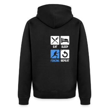 Fechten - Unisex Premium Bio Zip Hoodie - Schwarz - Hinten - Nico (187cm)
