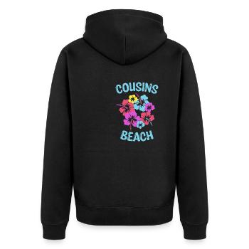Cousins Beach - Unisex Premium Organic Zip Hoodie - black - Back - Nico (187cm)