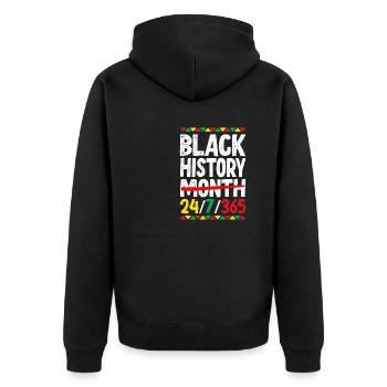 Black History Month 24/7/365 - Unisex Premium Organic Zip Hoodie - black - Back - Nico (187cm)
