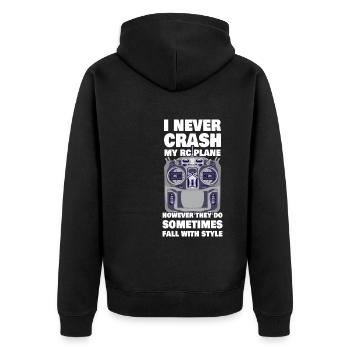 RC Airplane RC Pilot Remote Control Plane - Unisex Premium Bio Zip Hoodie - Schwarz - Hinten - Nico (187cm)