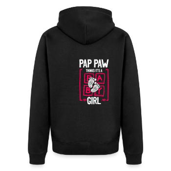 Pap Paw Thinks It's a Girl Gender Reveal Funny - Unisex Premium Organic Zip Hoodie - black - Back - Nico (187cm)