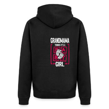 Grandmama Thinks It's a Girl Gender Reveal Funny - Unisex Premium Organic Zip Hoodie - black - Back - Nico (187cm)