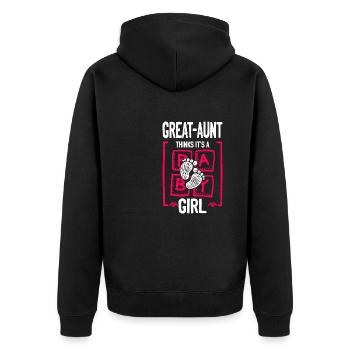 Great-Aunt Thinks It's a Girl Gender Reveal Funny - Unisex Premium Bio Zip Hoodie - Schwarz - Hinten - Nico (187cm)