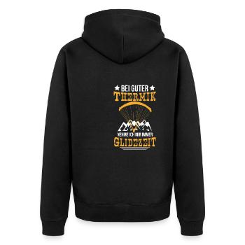 Paraglider Paragleiten Ich nehme mir Gleitzeit - Unisex Premium Bio Zip Hoodie - Schwarz - Hinten - Nico (187cm)