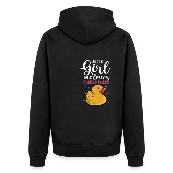 Women Just A Girl Who Loves Rubber Ducks Duckie Du - Unisex Premium Bio Zip Hoodie - Schwarz - Hinten - Nico (187cm)