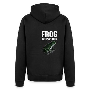 Funny Frog Whisperer Toad Amphibian Herpetologist - Unisex Premium Organic Zip Hoodie - black - Back - Nico (187cm)