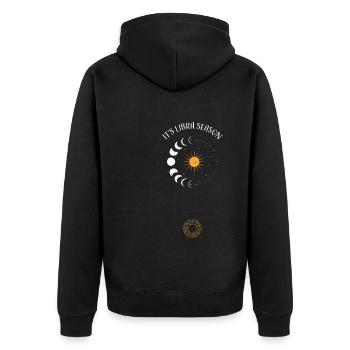 It's Libra Season - Astrology - Unisex Premium Bio Zip Hoodie - Schwarz - Hinten - Nico (187cm)