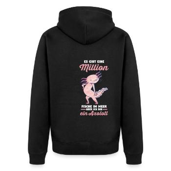 Axolotl - Unisex Premium Bio Zip Hoodie - Schwarz - Hinten - Nico (187cm)