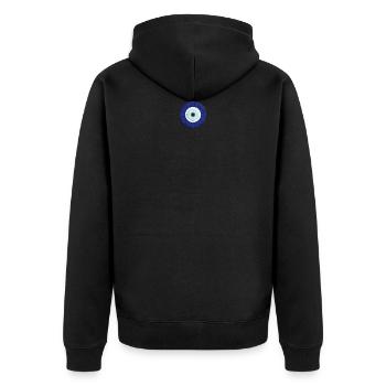 NAZAR BONCUK - BLAUES AUGE SCHUTZ - Unisex Premium Bio Zip Hoodie - Schwarz - Hinten - Nico (187cm)