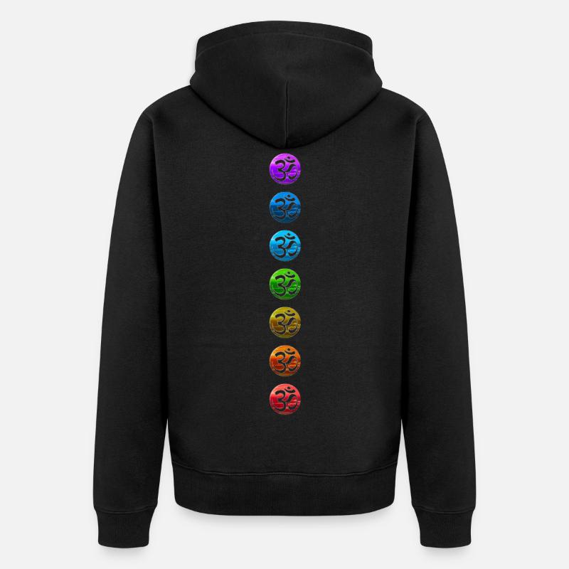 Chakra 1-7 Chakras Chakras Ohm Ohm Couleurs colorées - Veste à capuche bio Premium Unisexe - noir