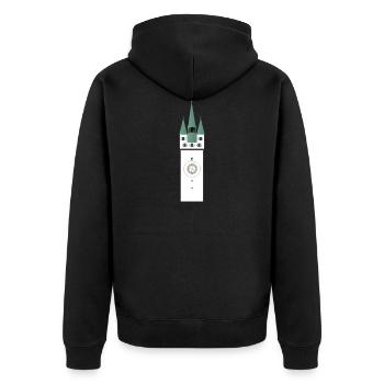 Straubinger Stadtturm - Unisex Premium Bio Zip Hoodie - Schwarz - Hinten - Nico (187cm)