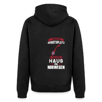 Norwegen Flagge Norwegisch Geschenk - Unisex Premium Bio Zip Hoodie - Schwarz - Hinten - Nico (187cm)