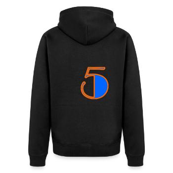5. 5 JAHRE. 5-JÄHRIGES JUBILÄUM. GEBURTSTAG 5 JAHRE. - Unisex Premium Bio Zip Hoodie - Schwarz - Hinten - Nico (187cm)