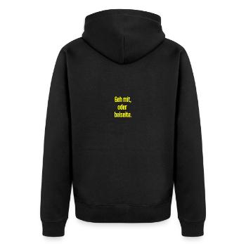 Walk with or aside - Unisex Premium Organic Zip Hoodie - black - Back - Nico (187cm)