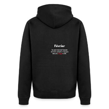 Février le seul mois où je suis pas dans le rouge - Veste à capuche bio Premium Unisexe - noir - Dos - Nico (187cm)