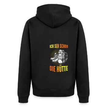 Mountain Hut Mountaineer Climbing Nature Mountains Hiking - Unisex Premium Organic Zip Hoodie - black - Back - Nico (187cm)