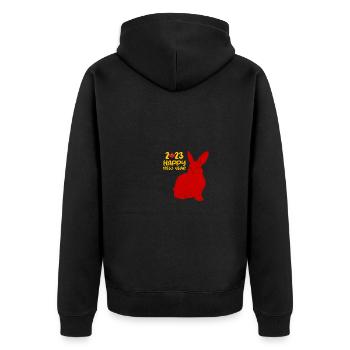 Chinesisches Neujahr Hase Asien 2023 I Geschenk - Unisex Premium Bio Zip Hoodie - Schwarz - Hinten - Nico (187cm)