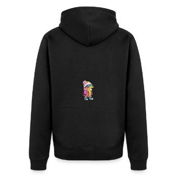 Seepferd Winter - Unisex Premium Bio Zip Hoodie - Schwarz - Hinten - Nico (187cm)